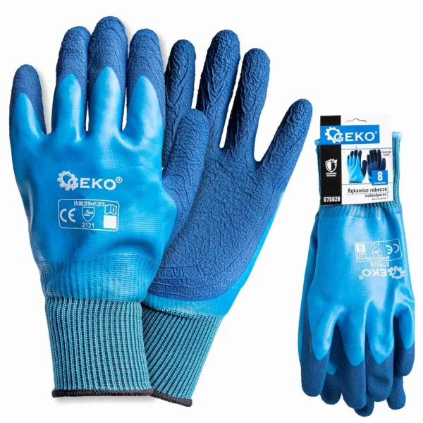 Vízálló munkakesztyű r. 8 /poliészter - latex/ (12/120)