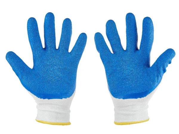 Védő poliészter kesztyű r. 8 /latex fehér és kék/ (12/240) - Image 3