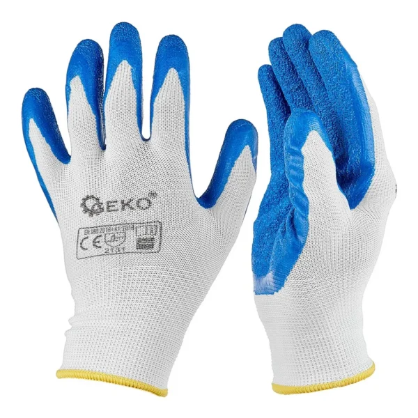 Védő poliészter kesztyű r. 8 /latex fehér és kék/ (12/240)