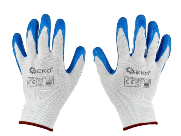 Védő poliészter kesztyű r. 9 /latex fehér és kék/ (12/240) - Image 2