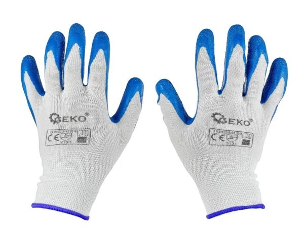 Védő poliészter kesztyű r. 11 /latex fehér és kék/ (12/240) - Image 2