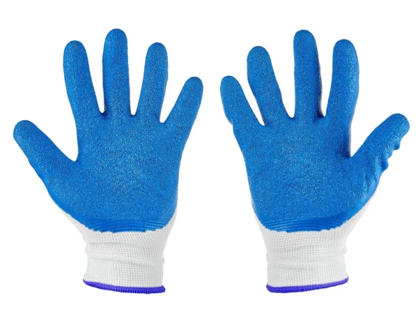 Védő poliészter kesztyű r. 11 /latex fehér és kék/ (12/240) - Image 3