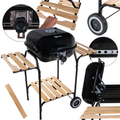 Faszéngrill fedővel és állítható grillráccsal - grill 40x40cm (1)