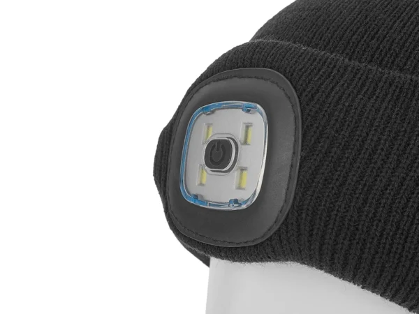 Újratölthető téli sapka LED fénnyel (fekete) (100) - Image 4