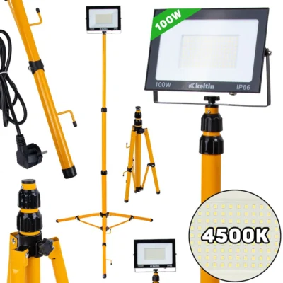 LED reflektor 100W teleszkópos állvánnyal és kábellel - semleges fehér 4500K (1)