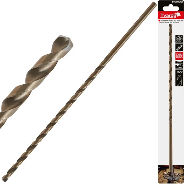 Arany fém fúrószár hosszú 6,5 x 275mm HSS DIN1869 (50/100/200)